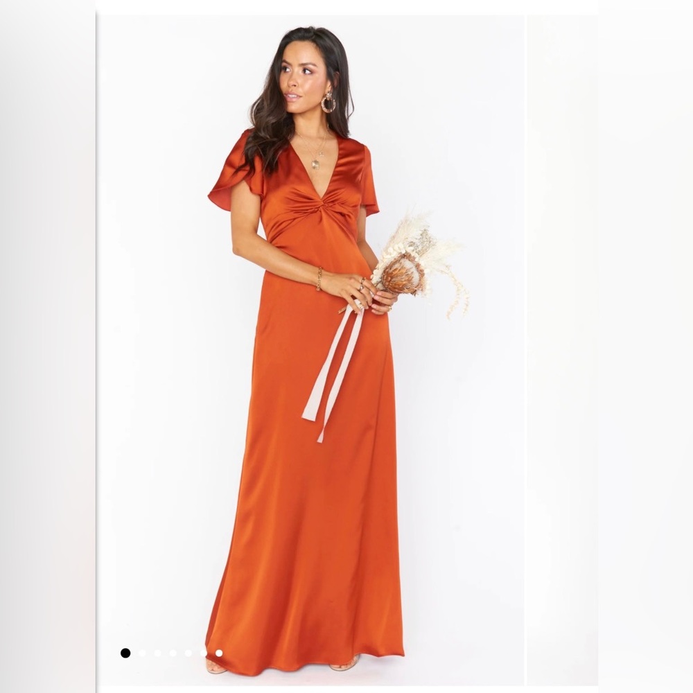 NWT Show Me Your MuMu Tome Twist Gown in burnt orange luxe satin Large